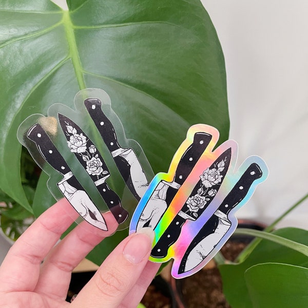 Deadly//Beautiful Clear & Holographic Stickers waterproof and scratch resistant decals for phone, water bottles, laptop, chef knife sticker