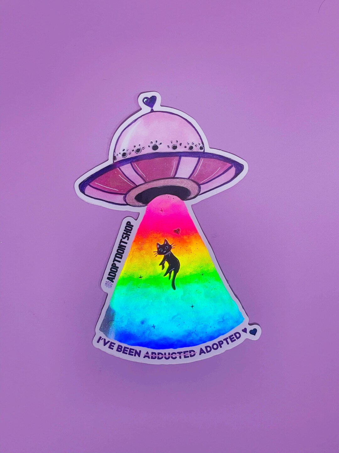 I’m Been Adopted Holo Sticker | Cat Sticker | Adopt Don’t Shop | Black ...