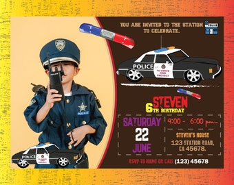 Flics Et Voleurs Danniversaire Invitation Policier Etsy