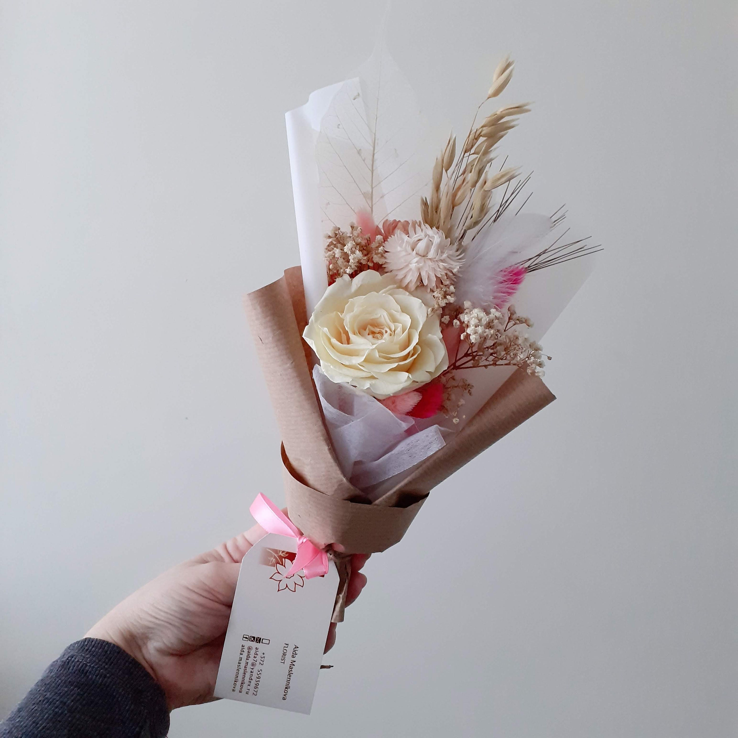 Korean style bouquet with preserved rose and dried flowers Etsy