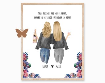Best Friends Drawing Etsy Best Friends Drawing Etsy