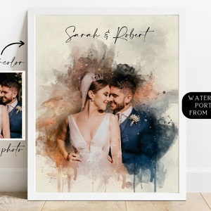 Valentines Day Gift, Watercolor Portrait from Photo, Valentines Day Gift Gift for Him, Boyfriend Gift, Valentines Present, Gift for Husband