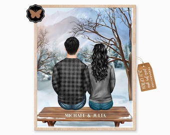 Valentines Day Gift for Him | Personalized | Couple Portrait | Custom Couple Portrait | Valentines Day Gift for Boyfriend | Girlfriend Gift