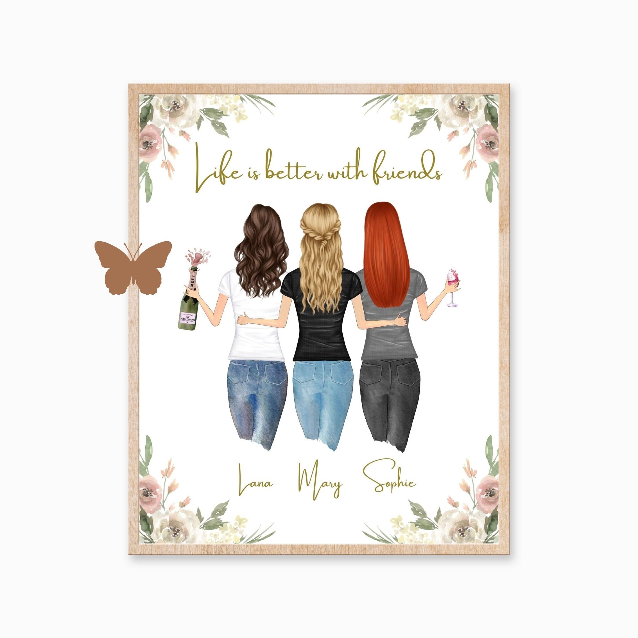Best Friend Gift 3 Best Friends Gift Personalized Gift For Etsy