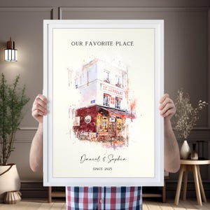 Our First Date Venue Portrait | Custom Watercolor Couple Drawing | Venue Illustration | Anniversary Keepsake | Valentines Gift | Painting