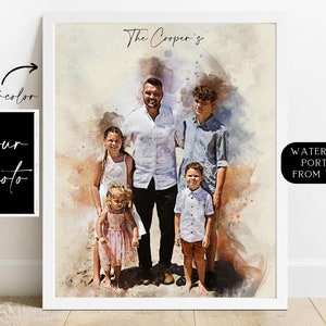 Family Portrait, Family Watercolor Portrait, Painting from Photo, Custom Family Portrait, Personalized Family Print, Portrait from Photo image 5