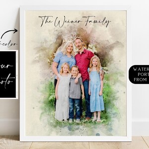 Family Portrait, Family Watercolor Portrait, Painting from Photo, Custom Family Portrait, Personalized Family Print, Portrait from Photo image 6