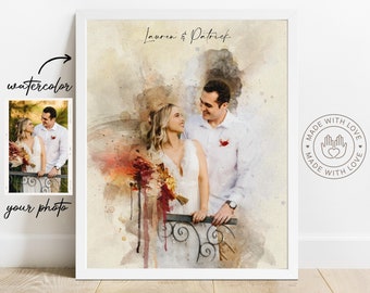 Anniversary Gift for Couple, Portrait from Photo, Personalized Watercolor Portrait Painting from Photo, Engagement Gift Friend, Wedding Gift