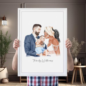 Family Portrait, Family Print, Personalized Portrait, Custom Watercolor Portrait Painting from Photo, Family Photo Gift, Father's Day Gift