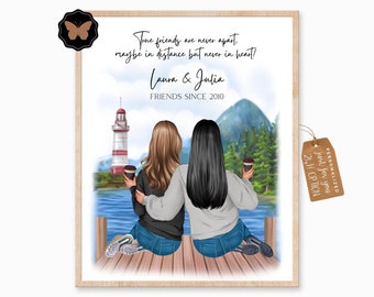 Best Friend Birthday Gift | Best Friend Gift | Personalized Gifts | Sister Gift | Best Friends Portrait | Best Friends Print | Sister Print