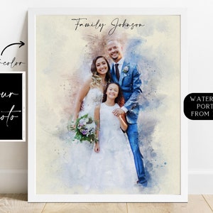 Family Portrait, Family Watercolor Portrait, Painting from Photo, Custom Family Portrait, Personalized Family Print, Portrait from Photo image 8