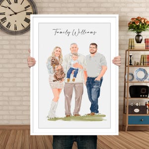 Family Portrait, Family Painting, Family Drawing, Family Gift, Custom Family Print Hand Painted, Hand Drawn Family Watercolor Portrait Gift