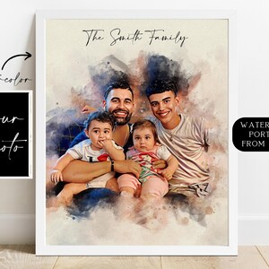 Family Portrait, Family Watercolor Portrait, Painting from Photo, Custom Family Portrait, Personalized Family Print, Portrait from Photo image 1