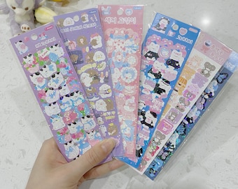 Polco stickers animal pets cute small dainty holographic toploader sticker sheets family pet collection kpop