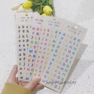 Letters numbers holographic stickers 2 sheets colorful polco sticker sheet