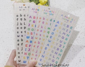Letters numbers holographic stickers 2 sheets colorful polco sticker sheet