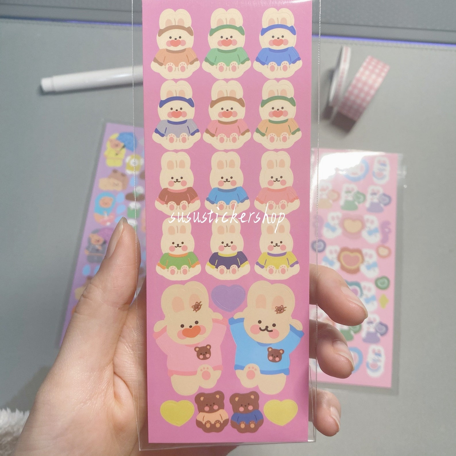 Cute Korean Bear Stickers Journaling Planner Scrapbooking Art Etsy