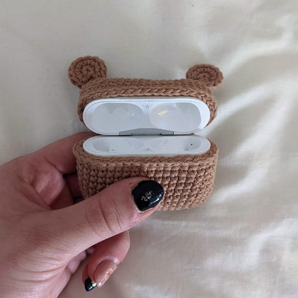 Gehäkelte Airpods Pro Tasche mit niedlichen Bärenohren