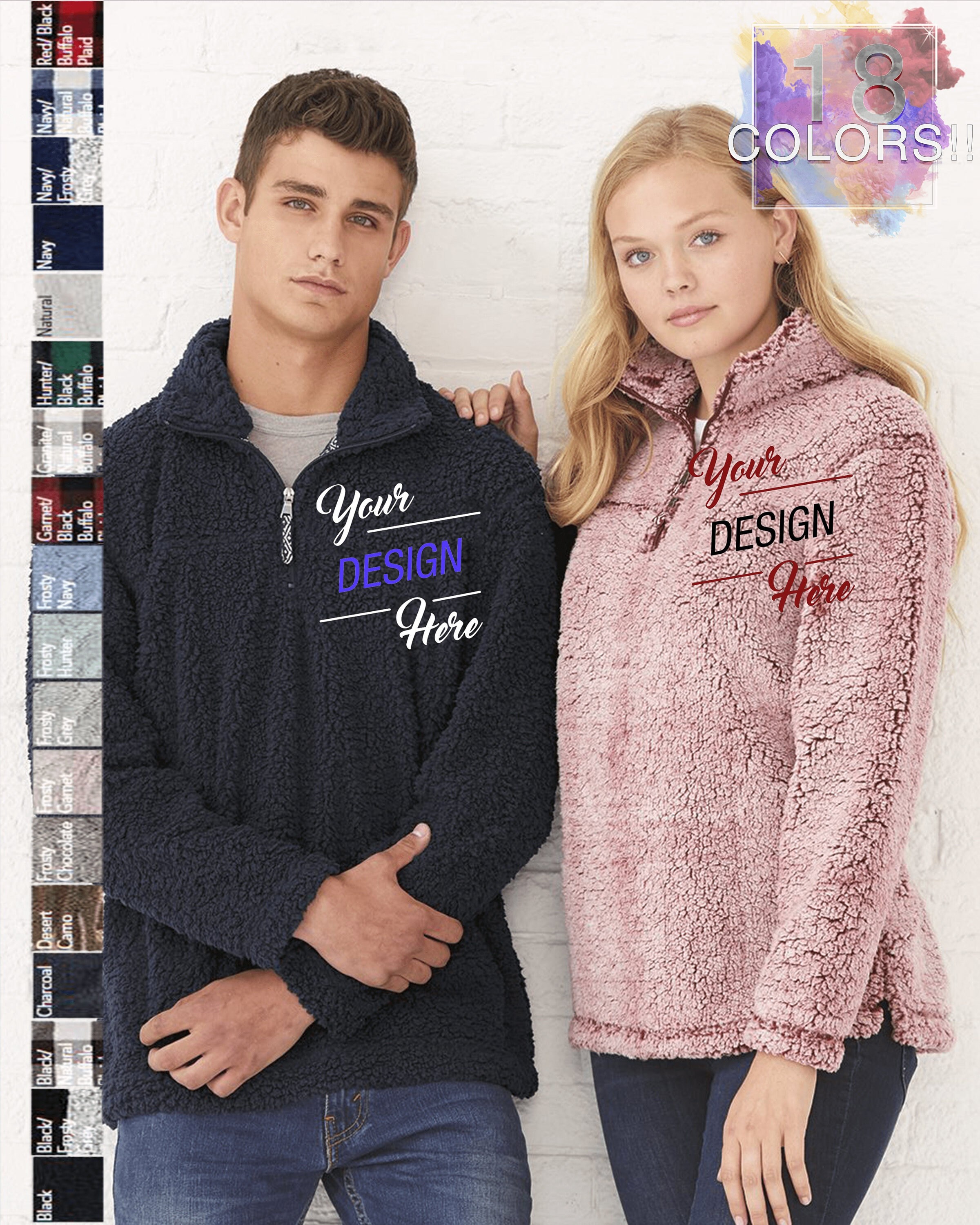 Buy Custom Embroidered Unisex Sherpa Fleece Quarter-zip Pullover Online in  India - Etsy