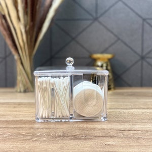 Clear Acrylic Cotton Pad and Ear Bud Holder Cosmetic Makeup Orgainser Storage