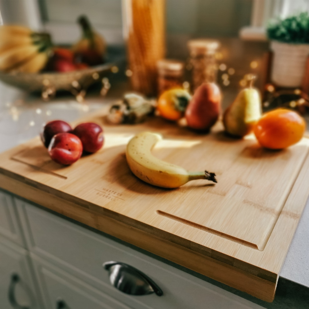 Bamboo Counter Edge Chopping Board Kitchen Secure Wooden Cutting Board ...