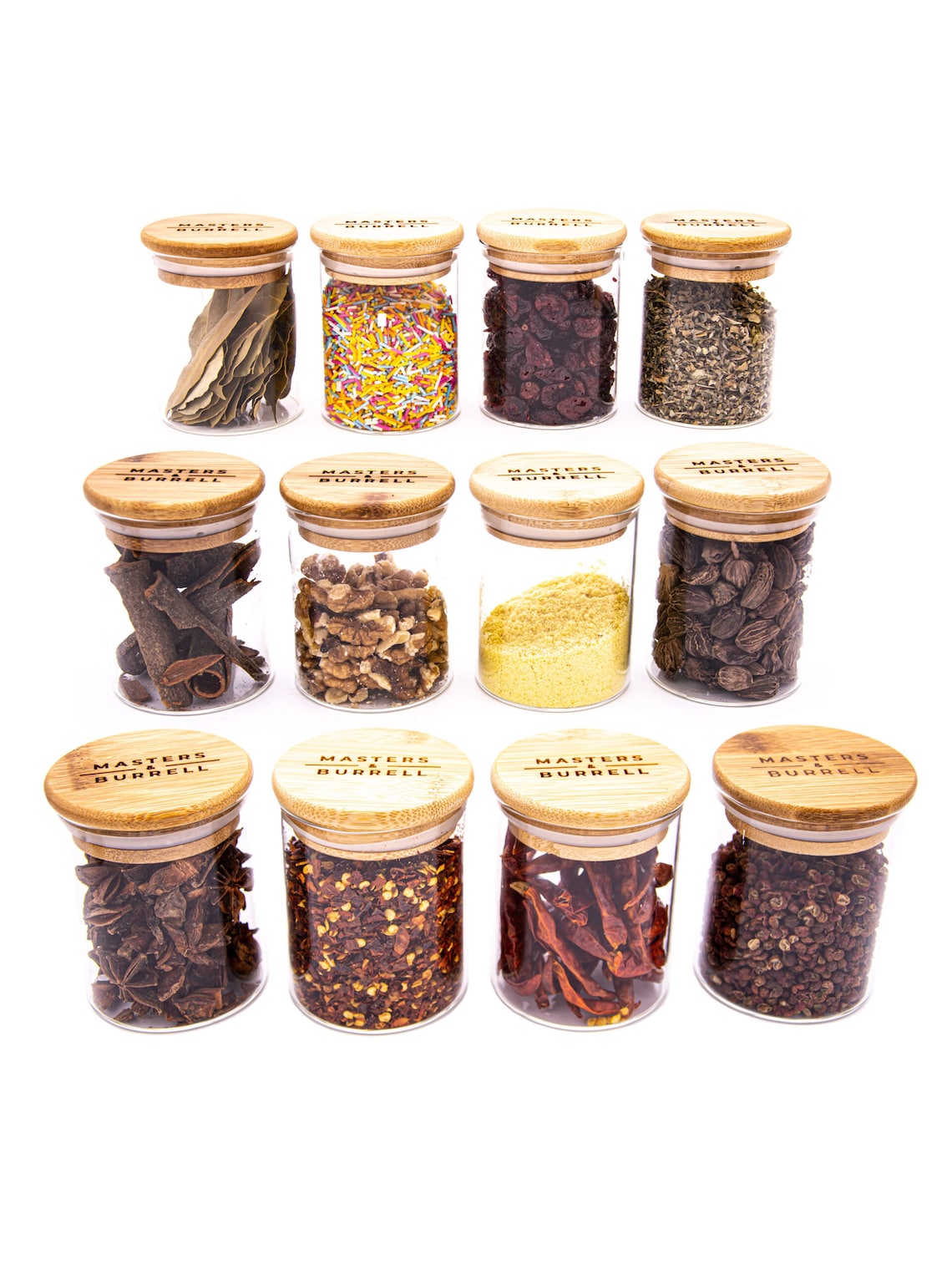 Herbs and Spices Glass Food Storage Jars With Bamboo Airtight Etsy UK