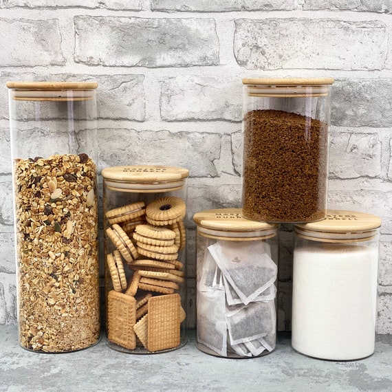 Glass Food Storage Jars for Kitchen the Breakfast Set Etsy UK