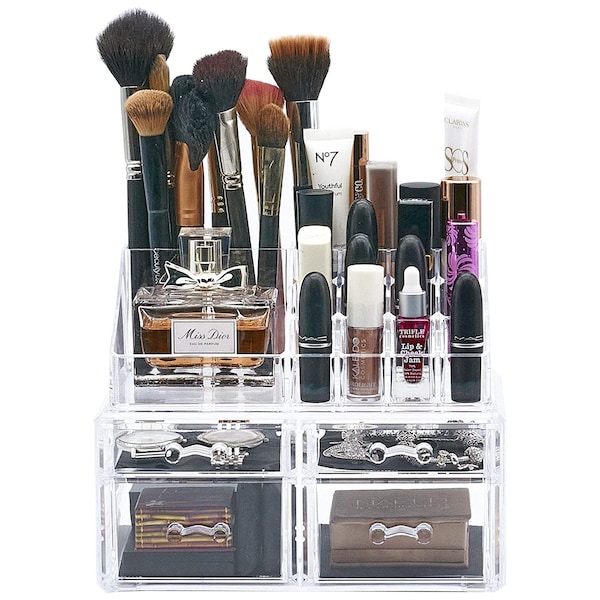 Clear Acrylic Makeup Organiser Storage Stand for Cosmetics Set Holder Perfume Display Box