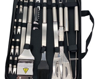 Ensemble d'outils de barbecue en acier inoxydable, ustensiles d'extérieur, Kit de couverts de cuisine avec étui