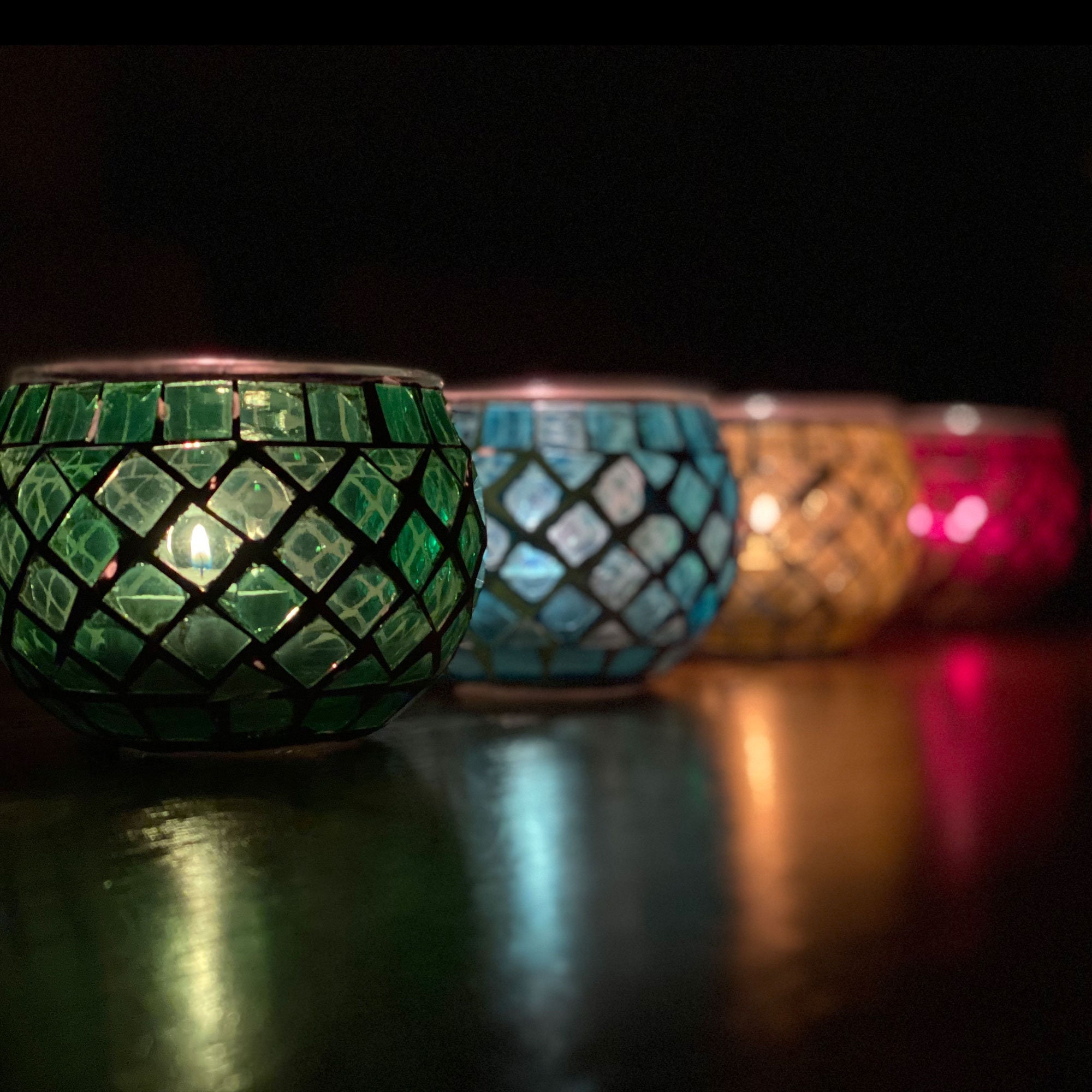 Mosaic Tea Light Holder Glass Jar With 1 Glo Wax Tea Light Etsy UK