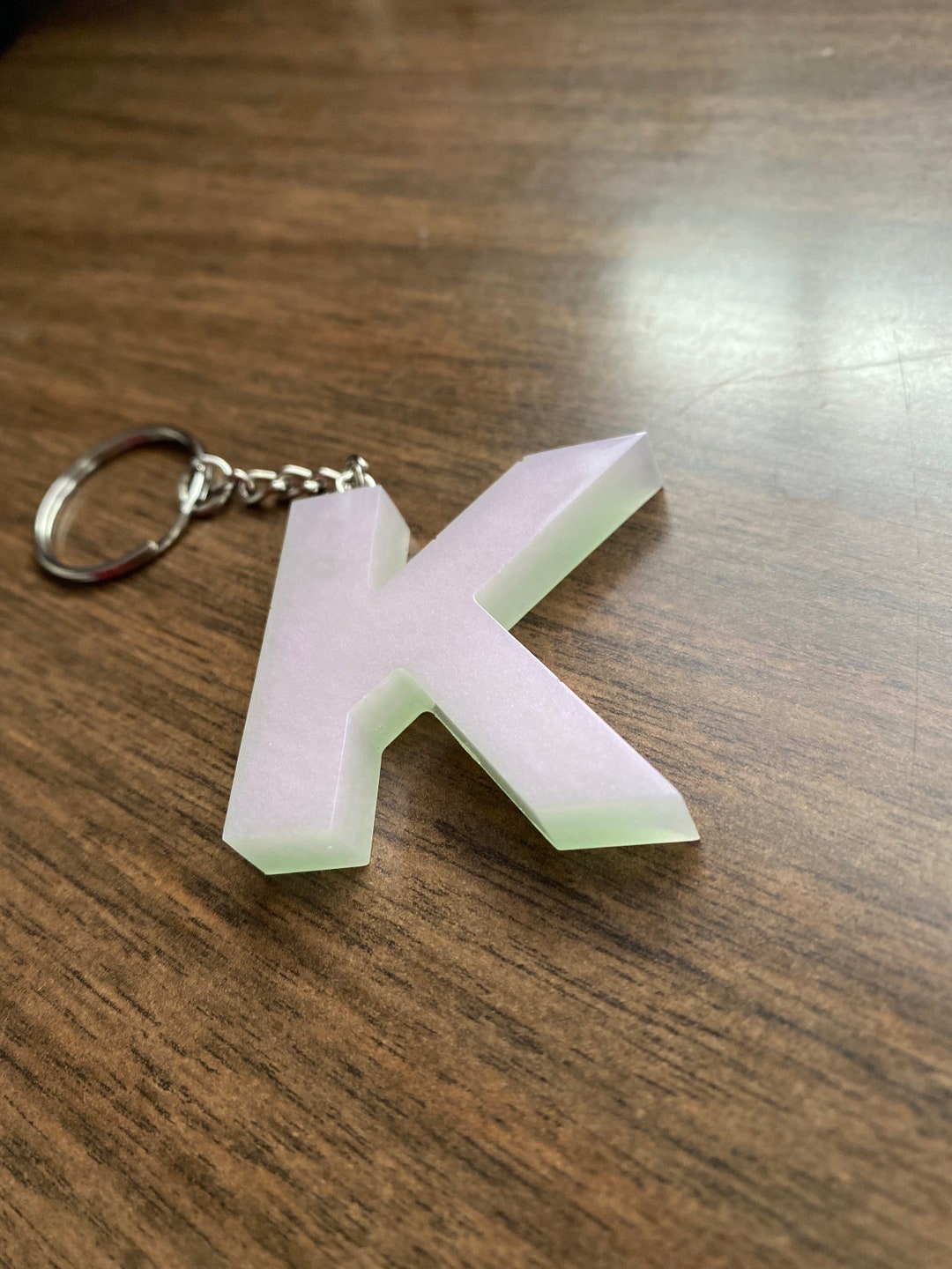 Iridescent Purple Letter K Keychain Etsy UK