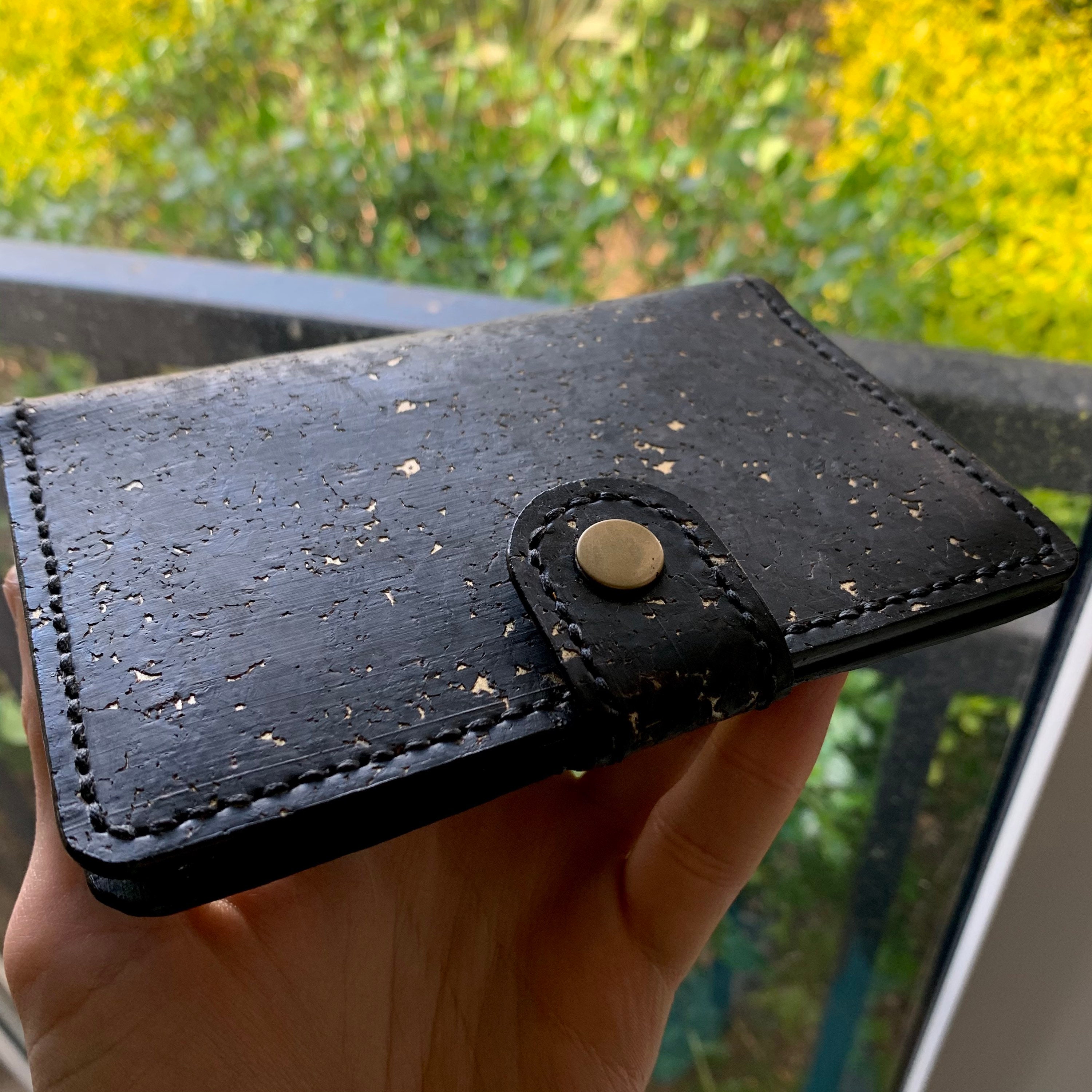 Vegan Cork Passport Cover Black & Gold Sustainable Cork Etsy