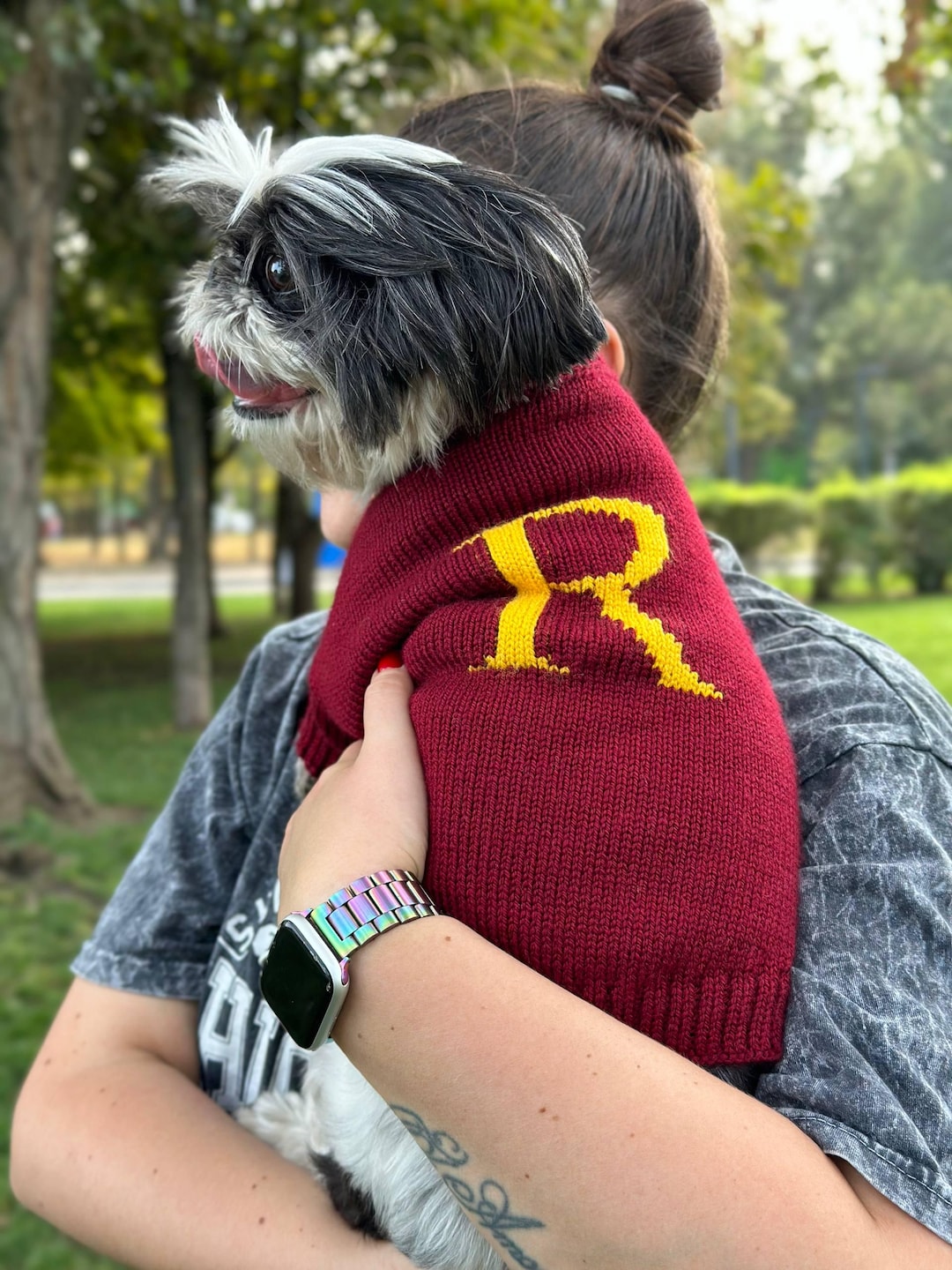 Personalized Burgundy Weasley Inspired Dog Sweater Custom Xmas Jumper
