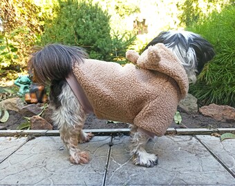 Abrigo de invierno con forma de osito de peluche - Chaqueta mullida para perros - Sudadera con capucha para perros - Ropa personalizada para perros