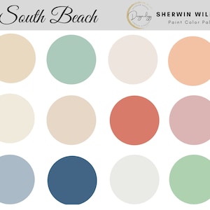 South Beach Paint Color Scheme, Premade Paint Palette, Sherwin Williams, Digital Download, E-Design, Virtual Design, Interior Design