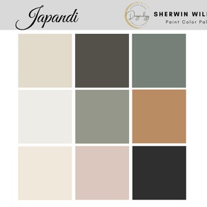 Japandi Paint Color Scheme, Premade Paint Palette, Sherwin Williams, Digital Download, E-Design, Virtual Design, Interior Design