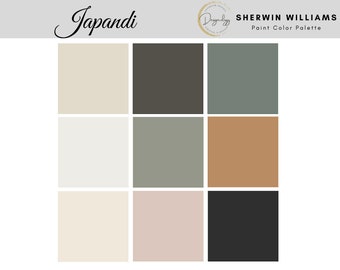 Japandi Paint Color Scheme, Premade Paint Palette, Sherwin Williams, Digital Download, E-Design, Virtual Design, Interior Design