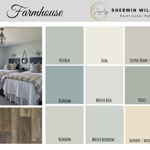 Farmhouse Paint Color Scheme, Premade Paint Palette, Sherwin Williams, Digital Download, E-Design, Virtual Design, Interior Design