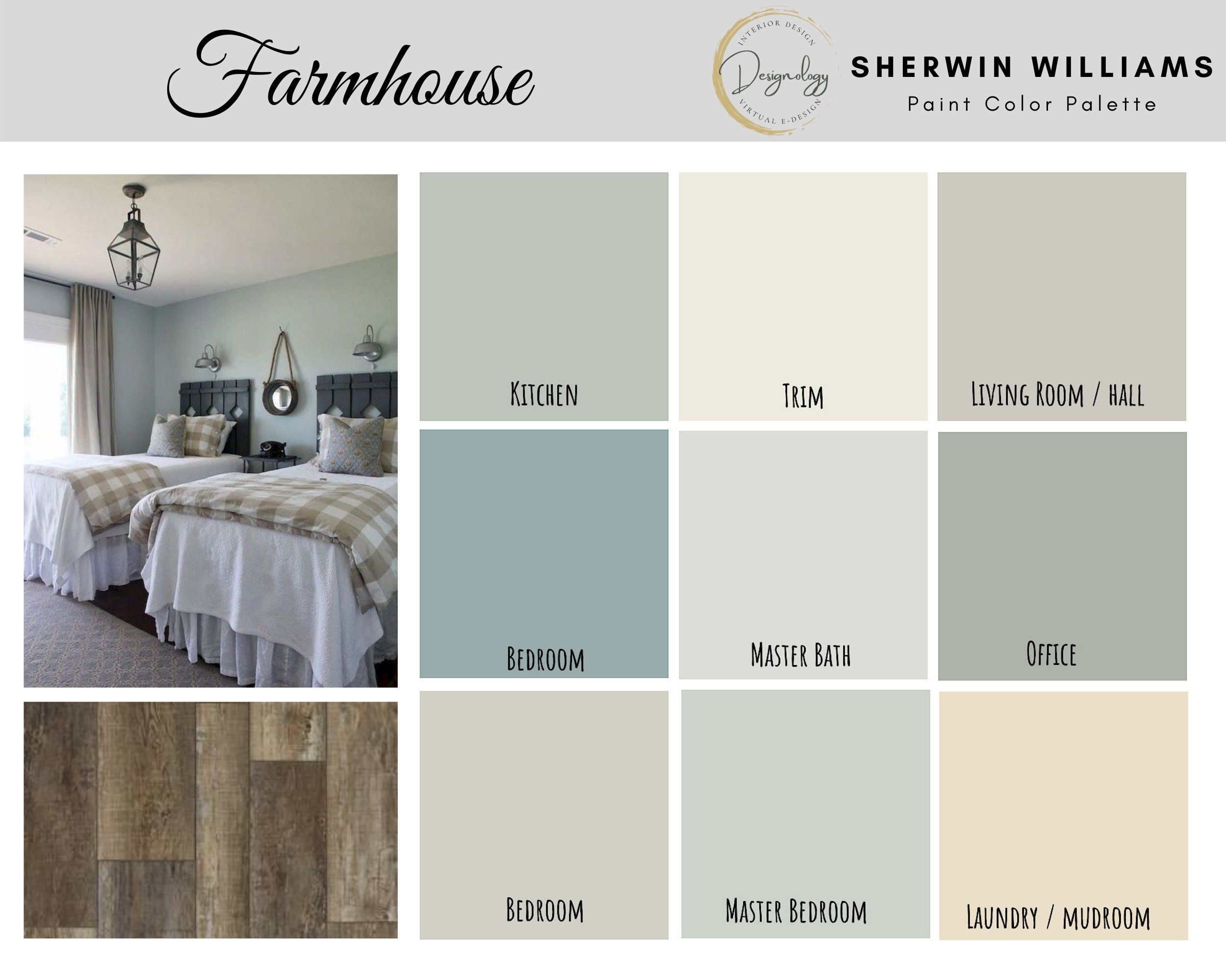 Farmhouse Paint Color Scheme, Premade Paint Palette, Sherwin Williams