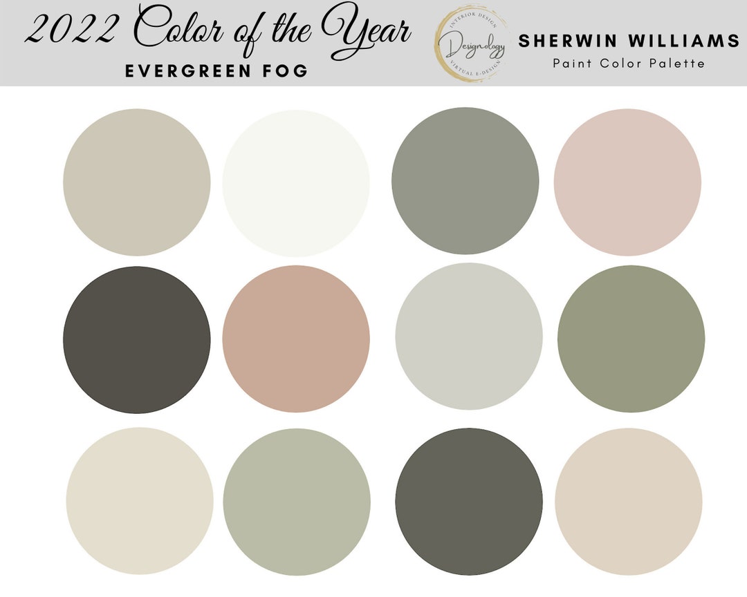 2022 Color of the Year, Evergreen Fog Paint Color Scheme, Premade Paint