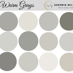 Warm Grays Paint Color Scheme, Premade Paint Palette, Sherwin Williams, Digital Download, E-Design, Virtual Design, Interior Design