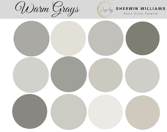 Warm Grays Paint Color Scheme, Premade Paint Palette, Sherwin Williams, Digital Download, E-Design, Virtual Design, Interior Design
