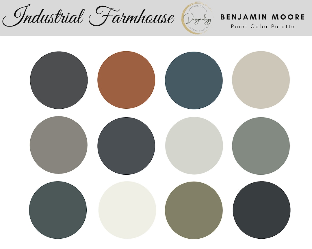 Industrial Farmhouse Paint Color Scheme, Premade Paint Palette