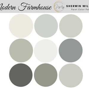 Modern Farmhouse Paint Color Scheme, Premade Paint Palette, Sherwin Williams, Digital Download, E-Design, Virtual Design, Interior Design