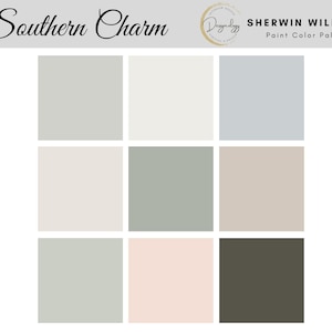 Southern Charm Paint Color Scheme, Premade Paint Palette, Sherwin Williams, Digital Download, E-Design, Virtual Design, Interior Design