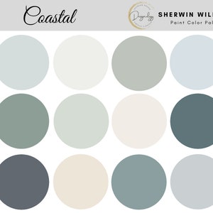 Coastal 1 Paint Color Scheme, Premade Paint Palette, Sherwin Williams, Digital Download, E-Design, Virtual Design, Interior Design