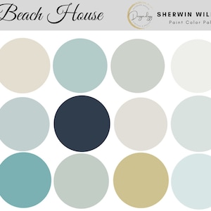 Beach House Paint Color Scheme, Premade Paint Palette, Sherwin Williams, Digital Download, E-Design, Virtual Design, Interior Design