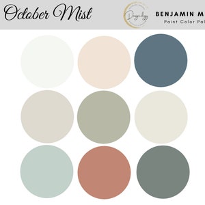 October Mist Paint Color Scheme, Premade Paint Palette, Benjamin Moore, Digital Download, Color of the Year, Interior Design