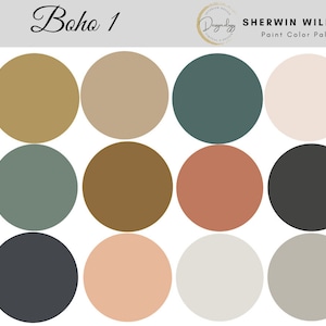 Boho 1 Paint Color Scheme, Premade Paint Palette, Sherwin Williams, Digital Download, E-Design, Virtual Design, Interior Design