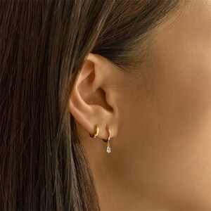 Thick Gold Huggie Earrings in Sterling Silver Gold Hoop image 8